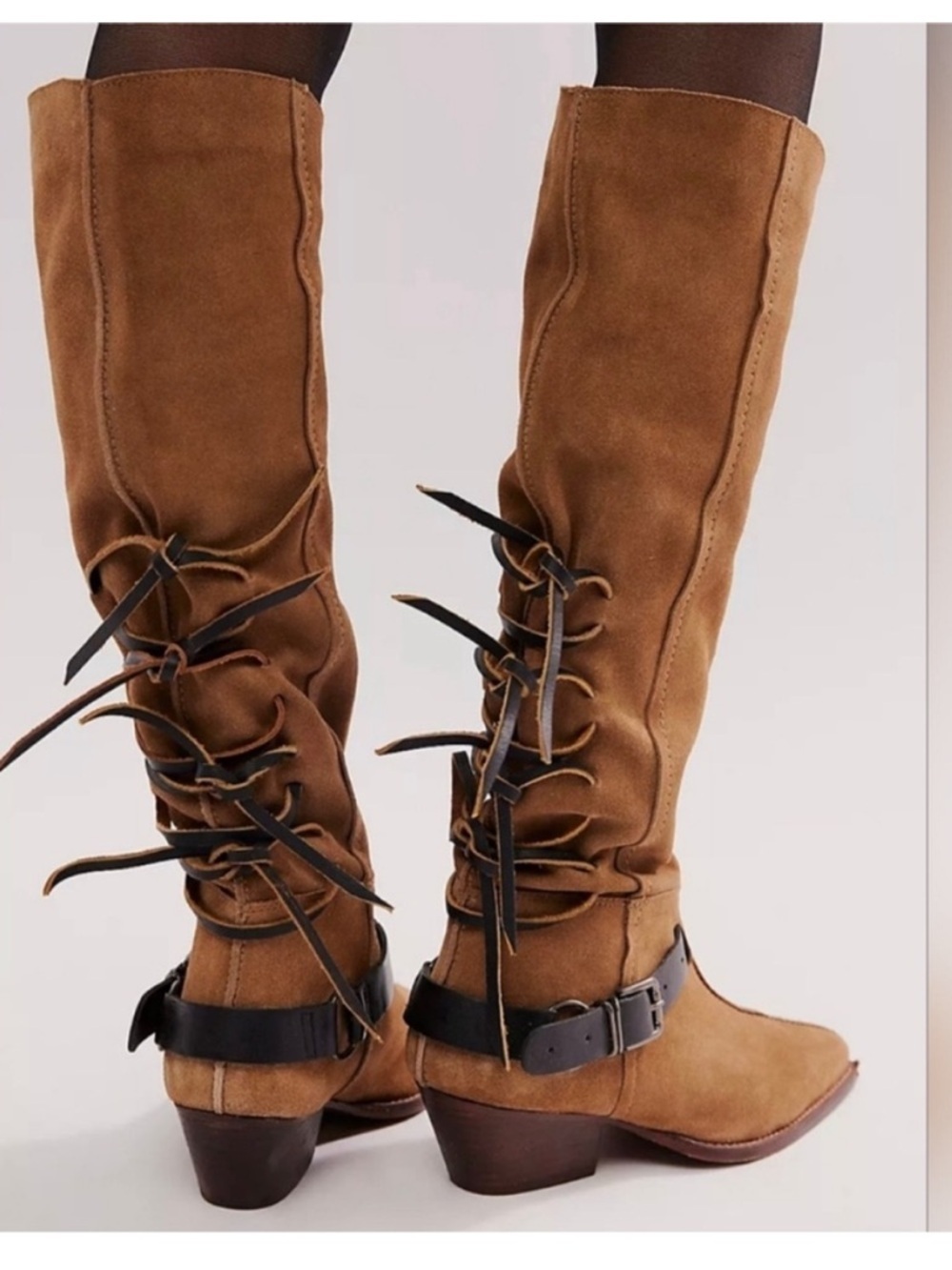 NWOT Free People FP Collection Back-lace Sway Low Slouchy Boots Size 9